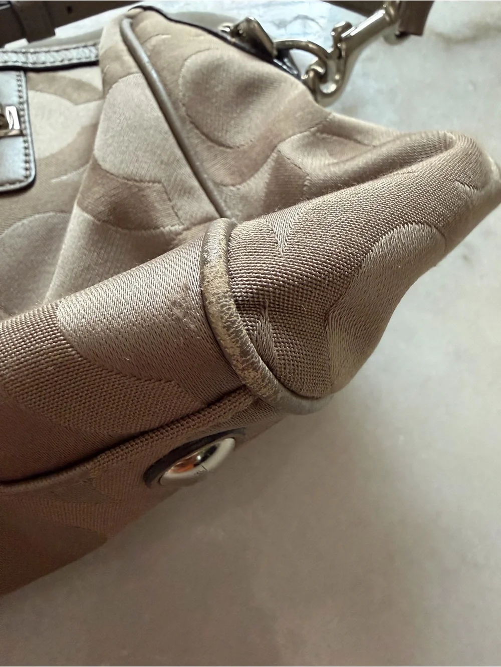 Coach Taupe Signature Satchel